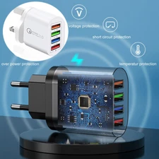 IQ-Tech Wall Head 3 &  USB    Charging 4x Charger   Cable Charger Plug Fast