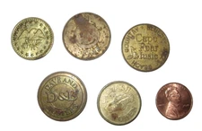 Lot of 5 Assorted Tokens: Cape Fear Museum, Car Wash, Fun Time, D&B, Eagle