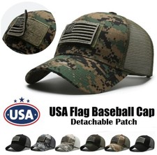 USA Flag Baseball Cap Detachable Patch Mesh Tactical Army Caps American Men Hat