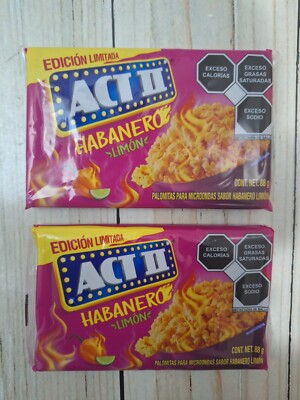 Popcorn / Palomitas Sabor Habanero y Limon 88g each Act 2 Free Shipping 2 Pack