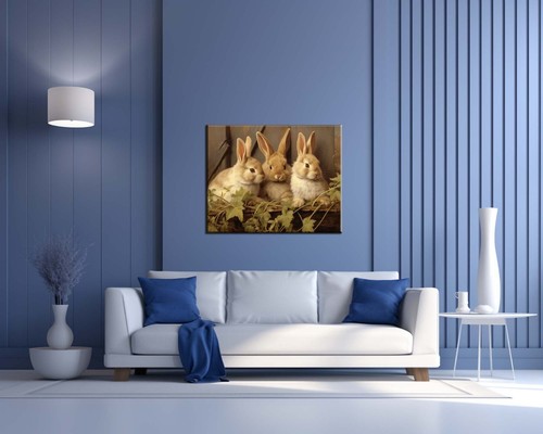 Bunnies Oil Painting Picture Printed On Canvas-Home Wall Art Decor-Fun Gifts - Picture 5 of 8
