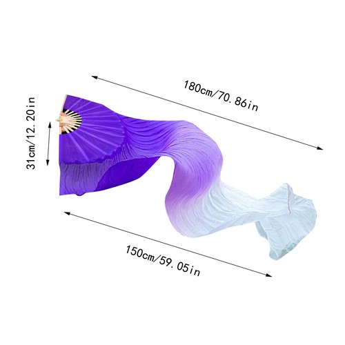 Belly Dance Fan Silk Fan Colored Dance Cloth Fan Long Folding Belly Dance Fans - Picture 40 of 46