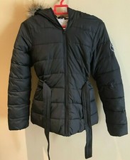 Manteau fille Abercrombie et Fitch, doublé Sherpa, ceinture, enfant XL, gris foncé-marron, 