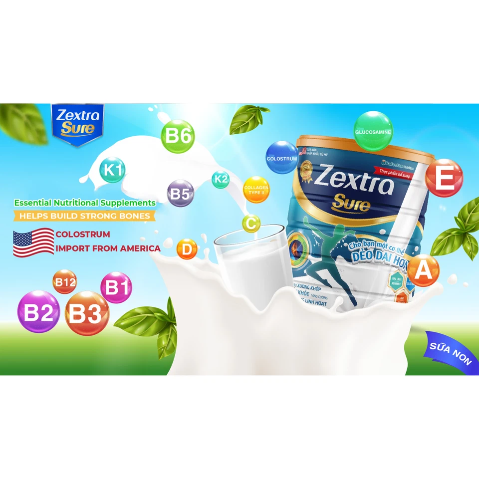 Leche en polvo Zextra Sure 400 g para dolor de espalda de rodilla fortalecimiento óseo producto original Foto 3 de 4