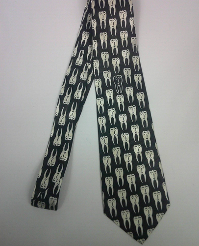 Steven Harris Teeth Tooth Men's Necktie Tie Dentist Hygienist Black White New