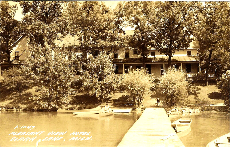 Columbia Township MI The Pleasant View Hotel on Clark Lake RPPC