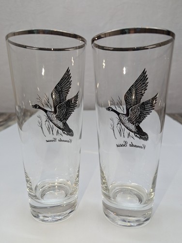 Sportsman Federal Glass Game Bird 12oz Tumblers Set of 8 Silver Top MCM Barware - Picture 6 of 24