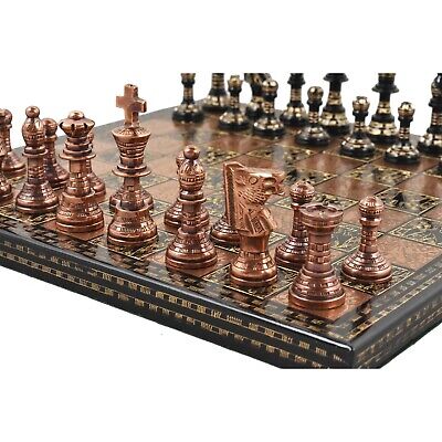 Brass Metal French Lardy Design Luxury Chess Pieces and Board Combo Set