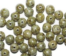 Luster Gray Picasso Round Czech Pressed Glass Beads pack of 40