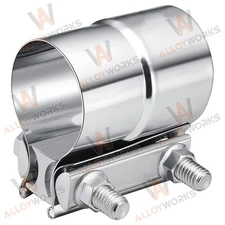 1PCS 2.0'' Lap Joint Exhaust Band Clamp For Muffler Pipe Stainless Steel Silver