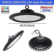 2-10Pack 200W UFO Led High Bay Light for Industrial Commercial Parking Lots Barn