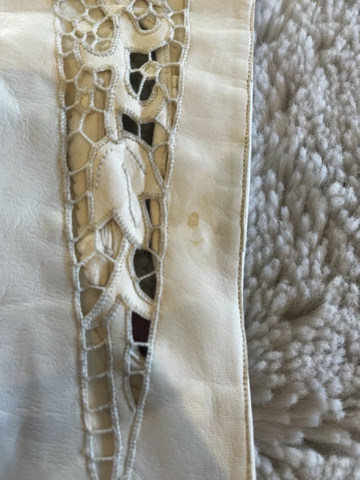 Guantes de ópera de cuero italianos blancos para niños boda hasta el codo talla 6,5 Foto 3 de 4