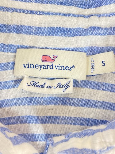 Vineyard Vines italienisches blau-weiß gestreiftes Leinenhemdkleid Größe Small - Bild 7 von 14