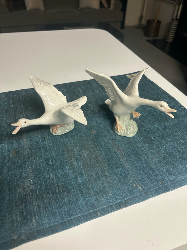 SET OF 2 RETIRED Lladro #1263 #1265 DUCK RUNNING & JUMPING FIGURINES Glazed MINT