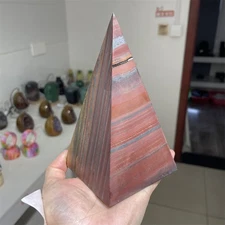 2.2LB 5.7"Natural Iron Tiger Eye Pyramid Crystal Carved Reiki Decor Material