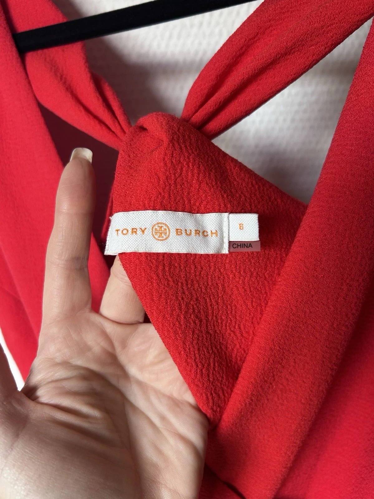 Tuta rossa in crêpe croccante Tory Burch