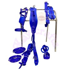 Blue Nylon Driving Harness Set Single Horse Chrome Fittings Padded English style