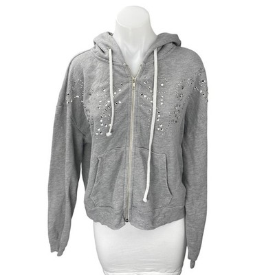 【GRAY】Rhinestone zip hoodie Supreme Rhinestone Zip Up Hooded Sweatshirt Ash Grey Men's - SS22 - US