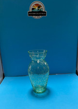 Vintage MCM Light Green 6 Crackle Glass Vase ...