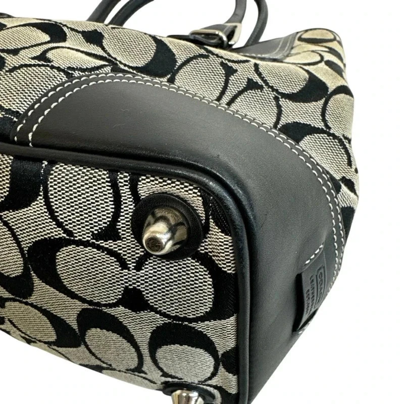 Coach Vintage Signature Jacquard Canvas Leather Shoulder Bag image 5