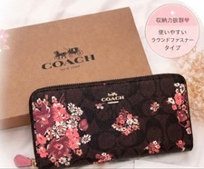 COACH Long Wallet Signature Floral Round Zipper