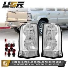 All Clear Tail Lights with Bulbs L+R Pair For 2002-2006 Cadillac Escalade SUV
