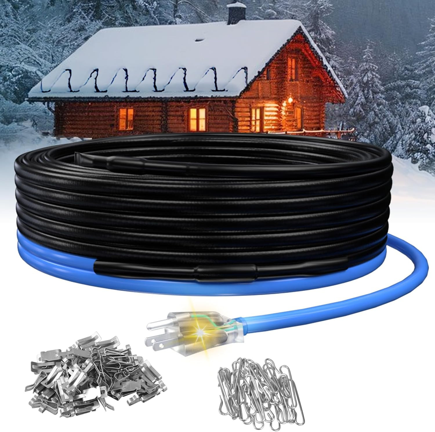 200Ft Roof Heat Cable, 5W/Ft, Prevents Ice Damage, CSA ETL Certified, 120V
