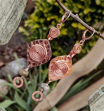 Hand Made Hammered Copper Labradorite Dangle Earrings