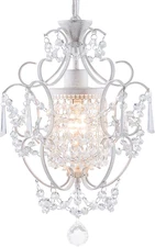 Modern Mini Chandelier,White Retro Crystal Light Fixtures Ceiling Mount 1 Light