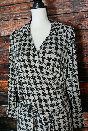 Jessica London Wrap Dress Plus Size 22 Khaki Black Soft Rayon Stretch 3/4 Sleeve - Picture 4 of 10