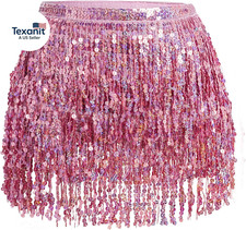 Belly Dance Hip Scarf Sequin Tassel Skirt Wrap Sparkly Rave Costume for Women