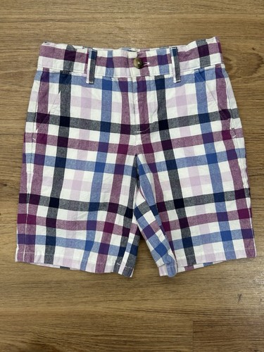 NWT JANIE AND JACK Boys’ Blue Pink Purple Plaid Shorts Size 4 100% Cotton - Picture 2 of 7