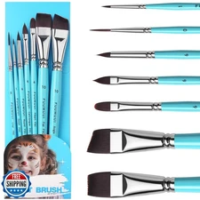 Face Painting Brushes, Fuumuui 7 pcs Professional Artist Paint Brush Set for 