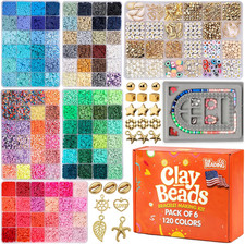 21000 Clay Beads Bracelet Making Kit for Girls 120 Colors 6 Boxes Polymer Clay B