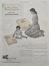 1946 Chatham  Blankets Woman and baby in diaper Christmas vintage ad