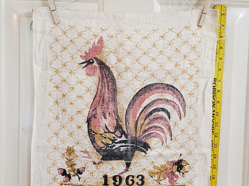 Vintage Collectible Linen Calendar Towel 1963 Large Rooster 16x27 Farmhouse - Picture 3 of 5