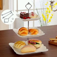 3 Tier 2pcs Cake Stand Afternoon Tea Wedding Party Display Glass Tableware Plate