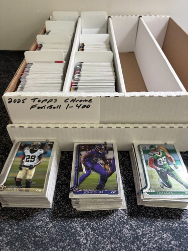 2025 Topps Chrome Football,6 card minimum,cards 201-400,20% off, Free Ship!!