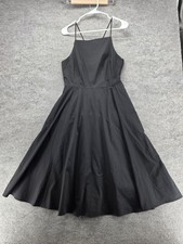 Joie Little Black Dress Womens 8 Fit & Flare Spaghetti Strap Midi Cotton Blend