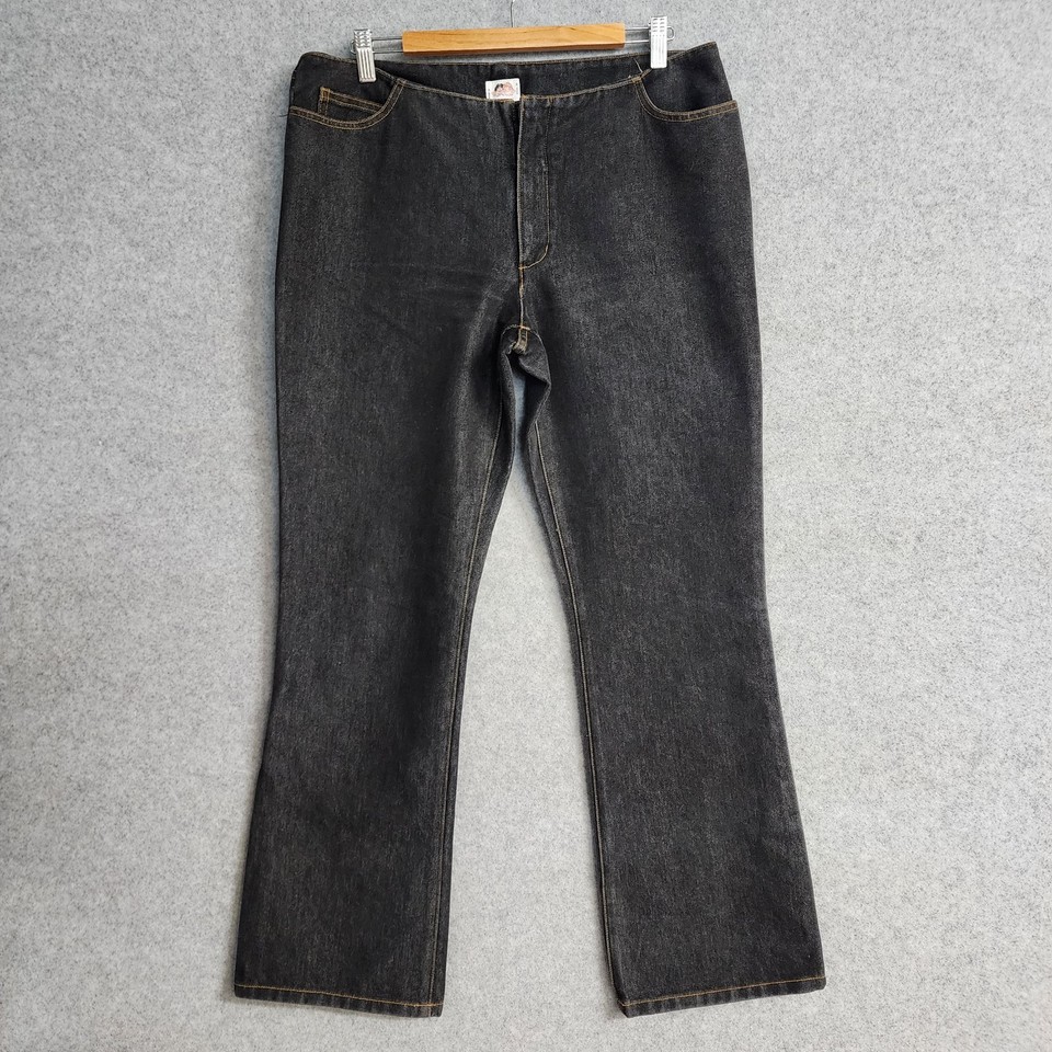 Fiorucci Black Jeans Denim Size 16 90's Vintage Retro Flare Zip Fly 