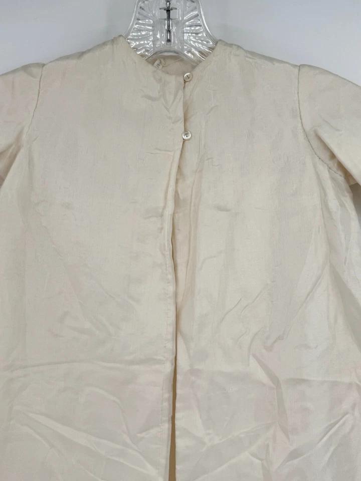 Sobretudo de batizado vintage bebê infantil marfim cetim feito na França - Imagem 3 de 4