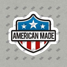 American Made Vinyl Sticker Patriotic Decal USA Flag Shield Design 211650
