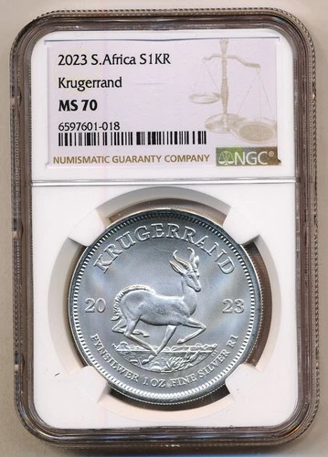 2023 SOUTH AFRICA ONE OUNCE SILVER KRUGERRAND NGC MS70