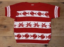 Knitmakers Women XL Vtg 100% Cotton Sweater USA Made Short Sleeve Nautical Beach