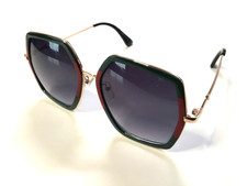 WOMAN'S HEXAGON SHAPE SUN GLASSES - GREEAN/RED - UNBRANDED