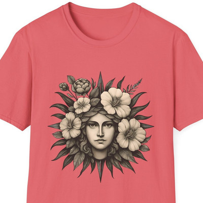 Floral Face Unisex T-Shirt, Boho Tee, Nature Lover Shirt, Summer Vibe Gift Tee