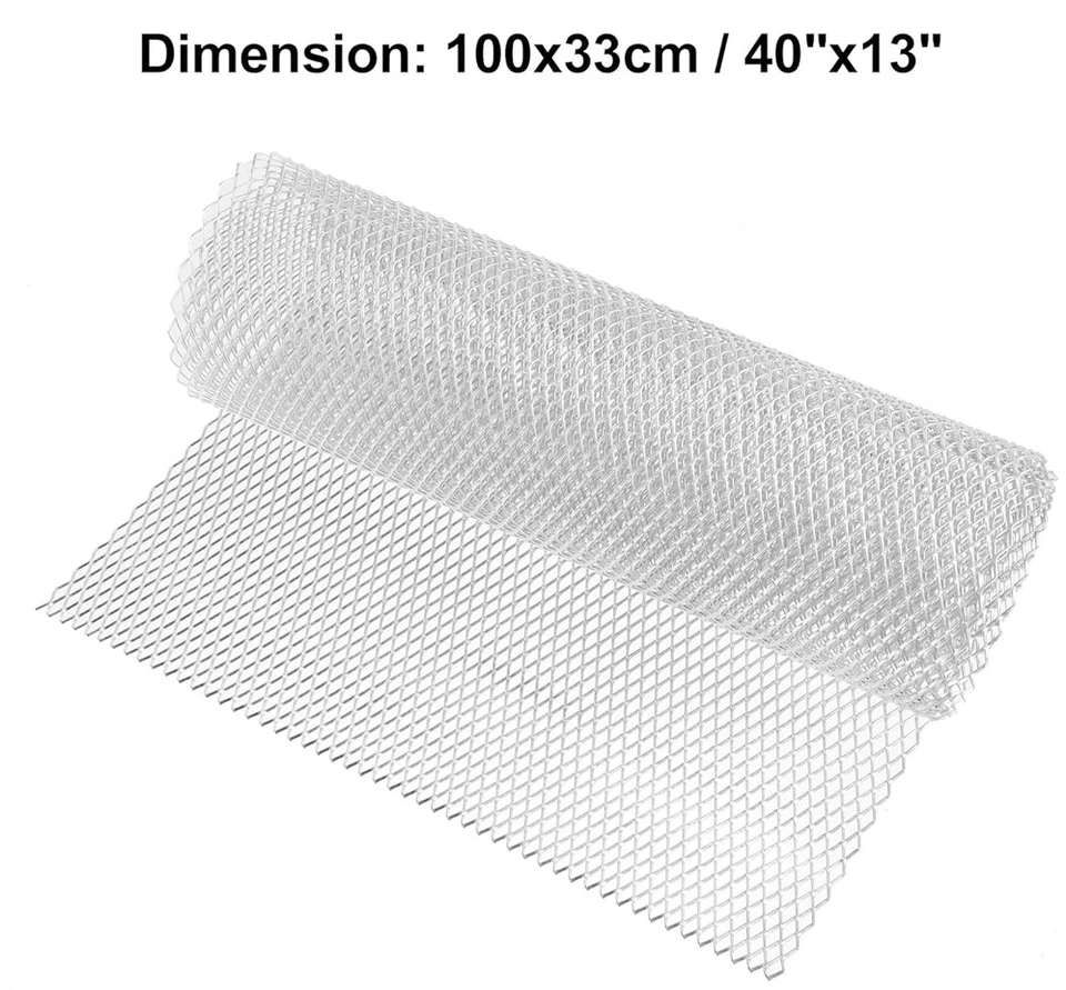 Universal 40"X13" Parrilla Coche Malla Agujero 7x14mm Aleación Aluminio Plata Hexagonal 1PC Foto 4 de 4