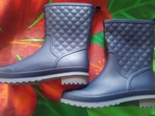 Quilted Equestrian Welly Drift CCILU Navy Blue Rain Boots  Women 