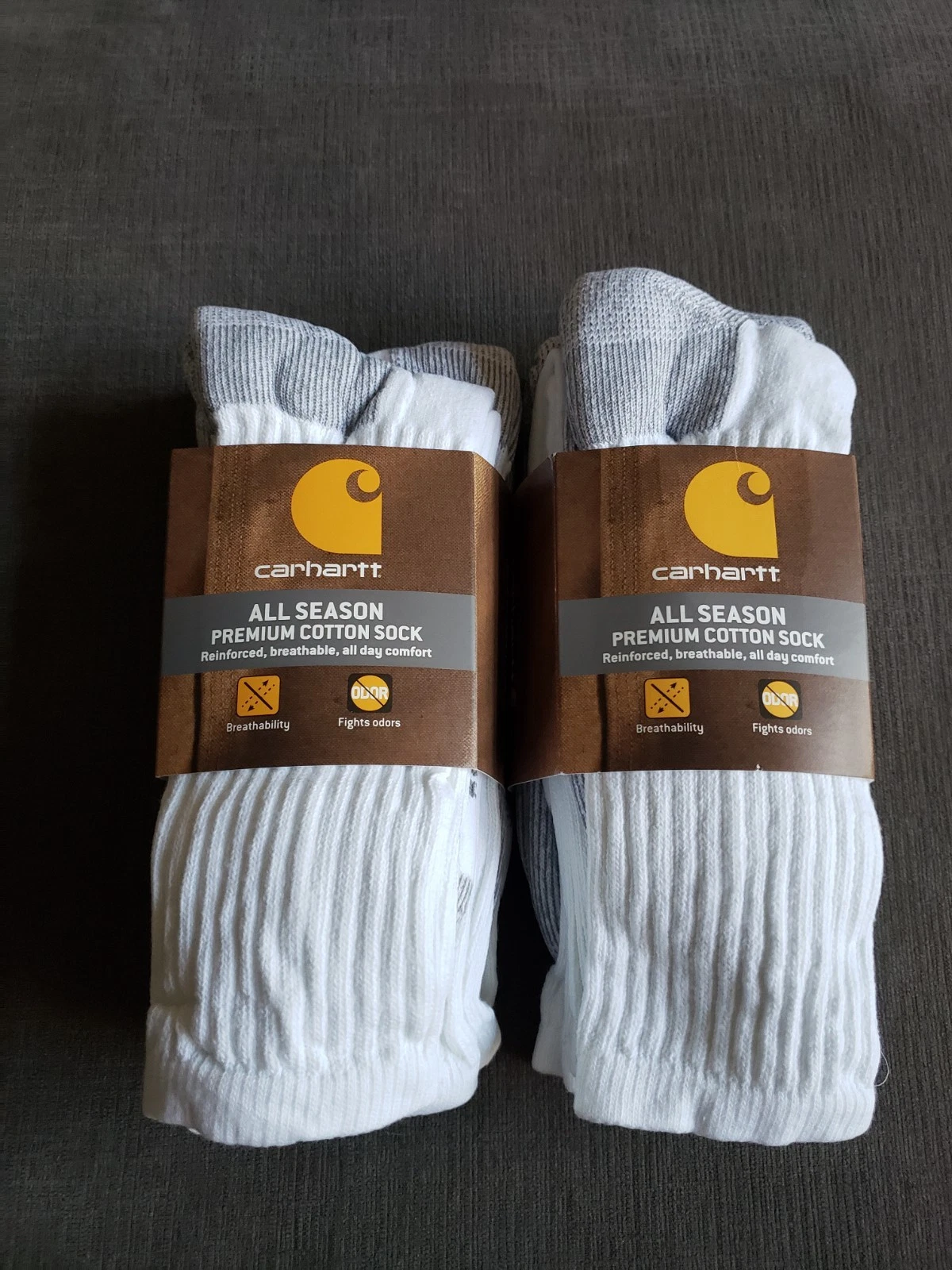 Lot Of 2 - Carhartt All Season Premium Cotton Socks White 3 Pack XL Size 11-15