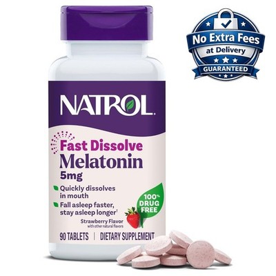 Melatonin 5mg Fast Dissolve 90 Tablets Strawberry Flavor 90 Servings